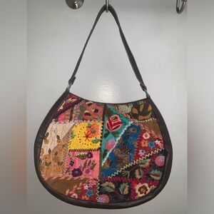 Santi Art To Wear Leather Patchwork Shoulder Bag